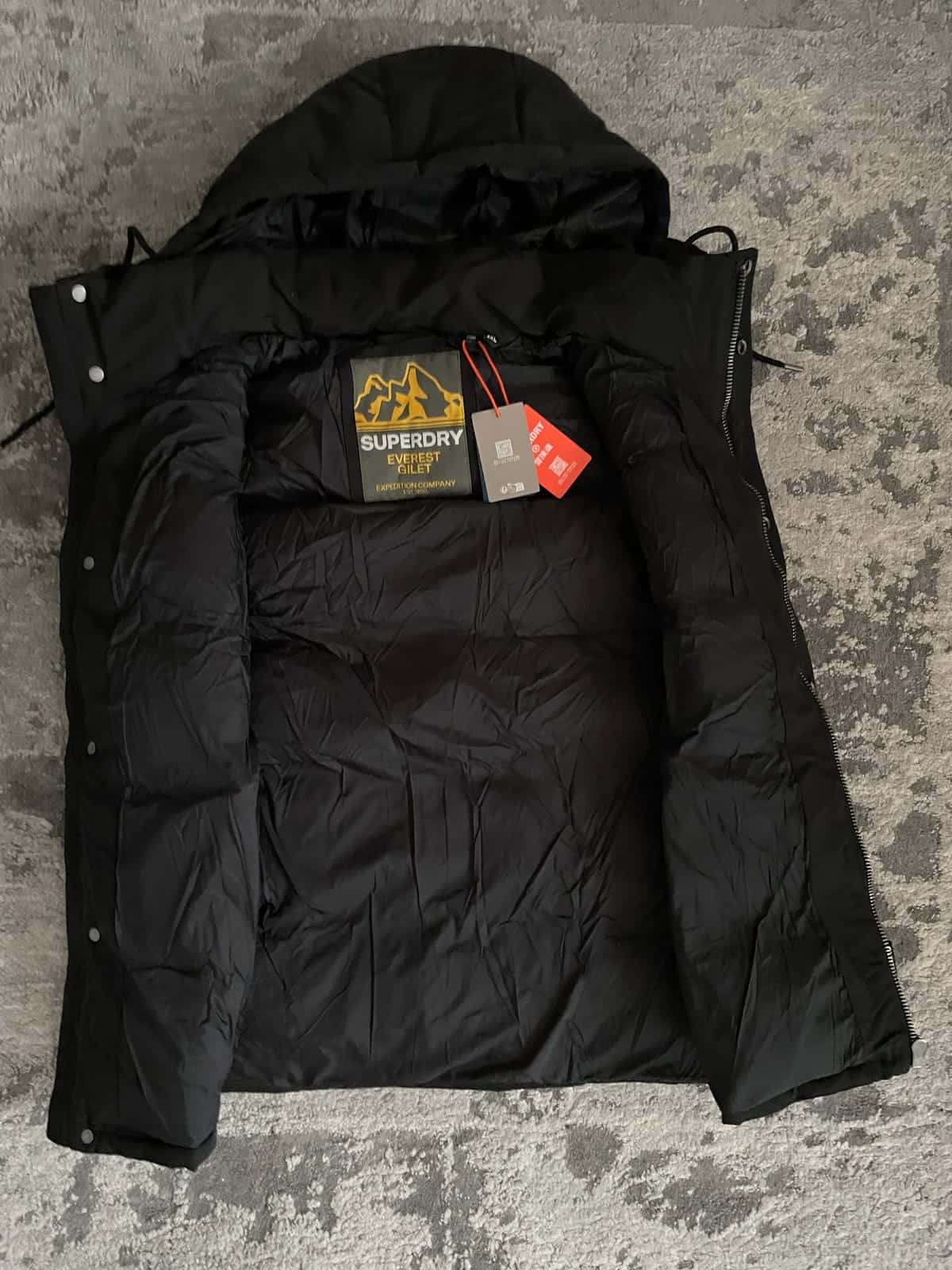 Kamizelka puchowa z kapturem Superdry Jet Black Everest roz. XXL — zdjęcie 10