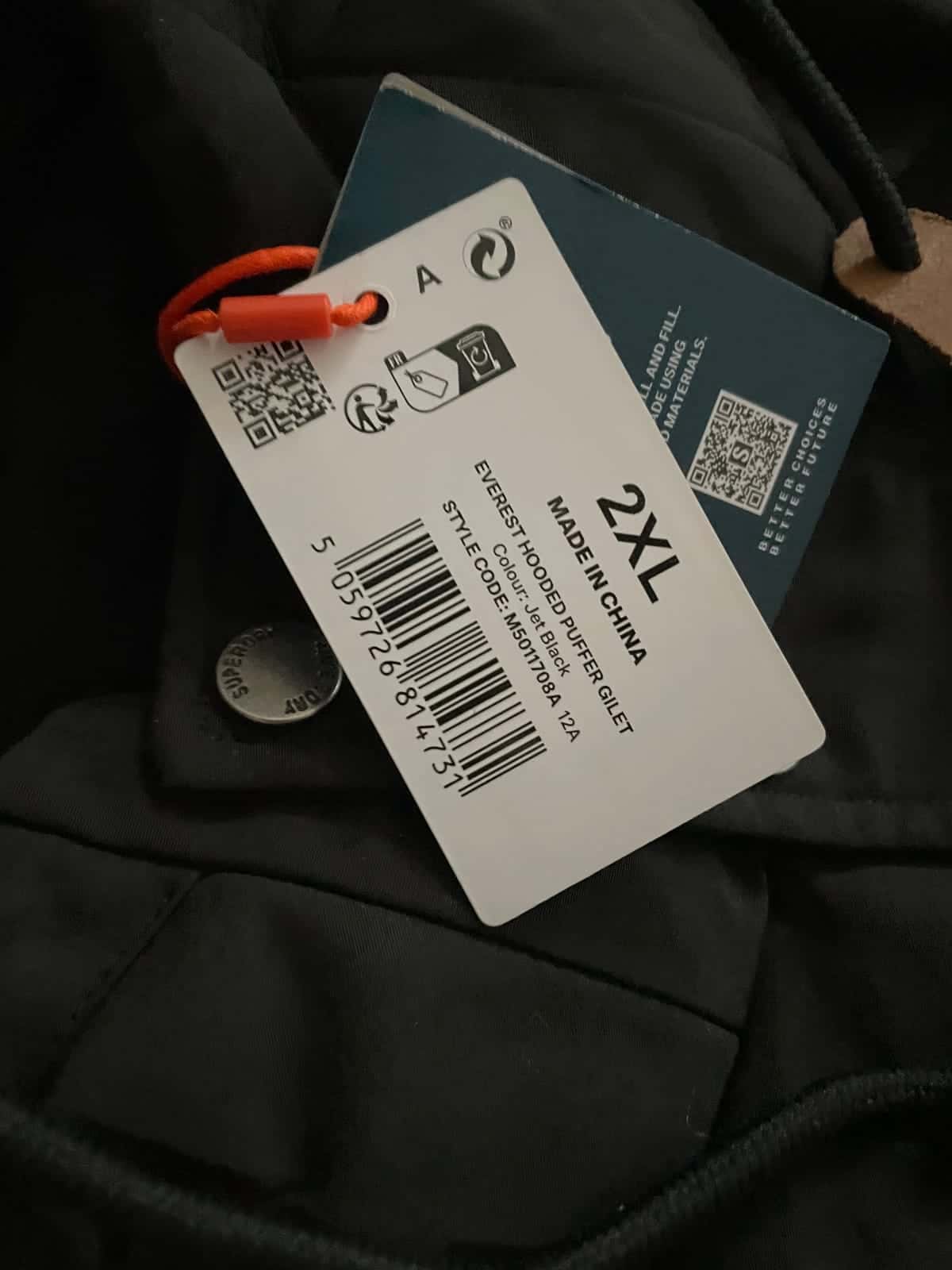 Kamizelka puchowa z kapturem Superdry Jet Black Everest roz. XXL — zdjęcie 4